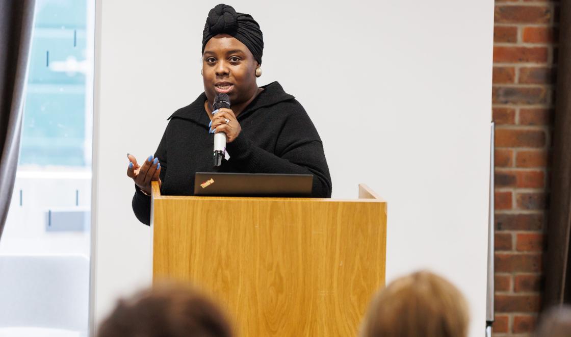 Abigail  Mensah speaking at the conference