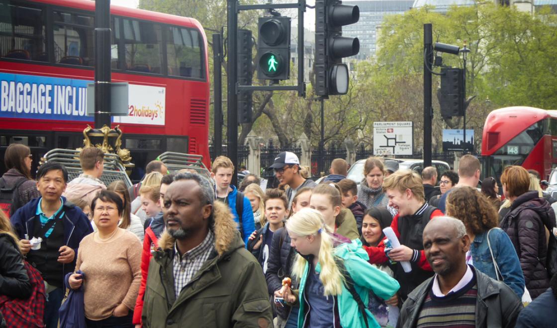 London street with diverse community
